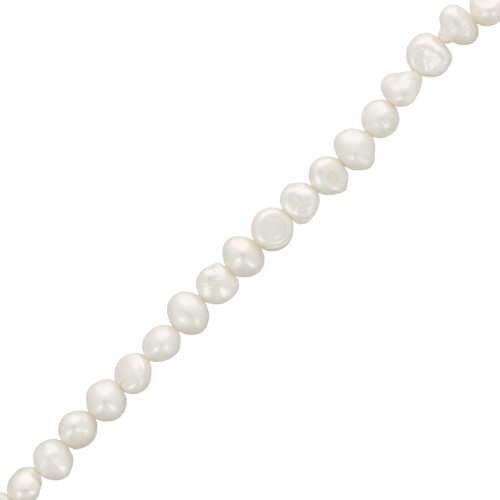 Perles d'eau douce baroques irrégulières - 7x8 mm Grade AA - Blanc x35cm