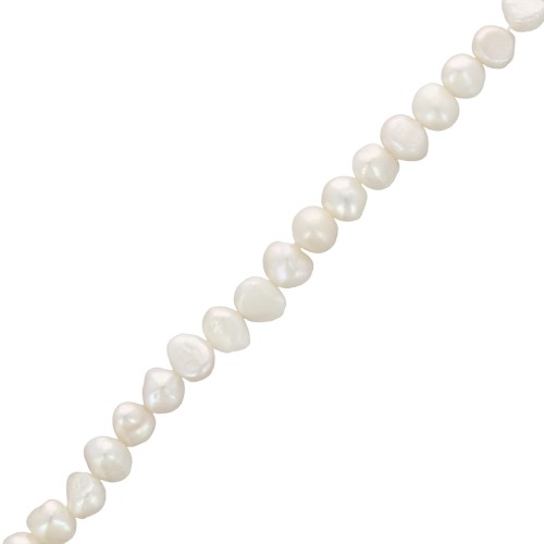 Perles d'eau douce baroques 10x9 mm - Grade AA - Blanc x35cm