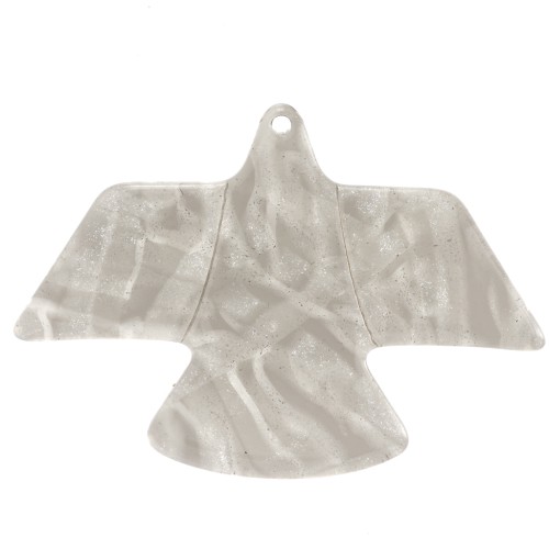 Pendentif aigle 35x50mm en acétate transparente - Marbré Terre d'ombre pailleté x1