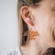 Pendentif aigle 35x50 mm en acétate transparente - Marbré Ivoire nacré pailleté x1