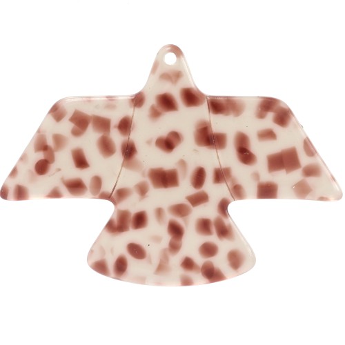 Pendentif aigle 35x50 mm en acétate transparente - Terrazzo Marron clair x1