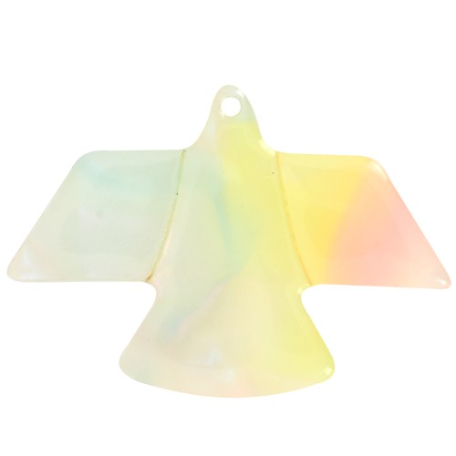 Pendentif aigle 25x35.5 mm en acétate - Marbré Corail - Jaune - Bleu nacré x1