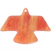 Pendentif aigle 25x35.5 mm en acétate opaque - Marbré Cuivré doré pailleté x1