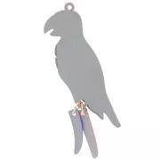 Pendentif perroquet 68x19mm en plexiglass - effet mirroir - Rouge - Bleu - Doré x1