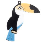Pendentif toucan 60x43 mm en plexiglass - Noir - Jaune - Blanc x1|raw }}