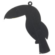 Pendentif toucan 60x43 mm en plexiglass - Noir - Jaune - Blanc x1