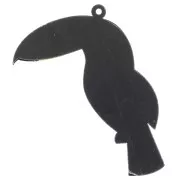 Pendentif toucan 60x43 mm en plexiglass - Noir - Jaune - Blanc x1