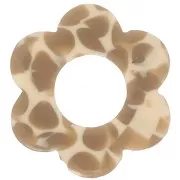 Pendentif fleur 18 mm en acétate - Tacheté Caramel - Beige x1