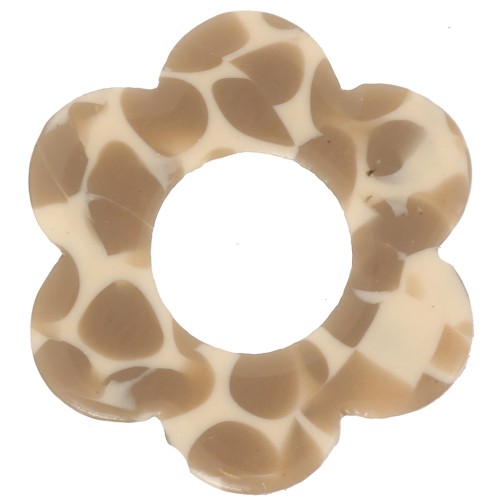 Pendentif fleur 18 mm en acétate - Tacheté Caramel - Beige x1