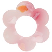 Pendentif fleur 18 mm en acétate - Tacheté Rose - Blanc nacré x1|raw }}