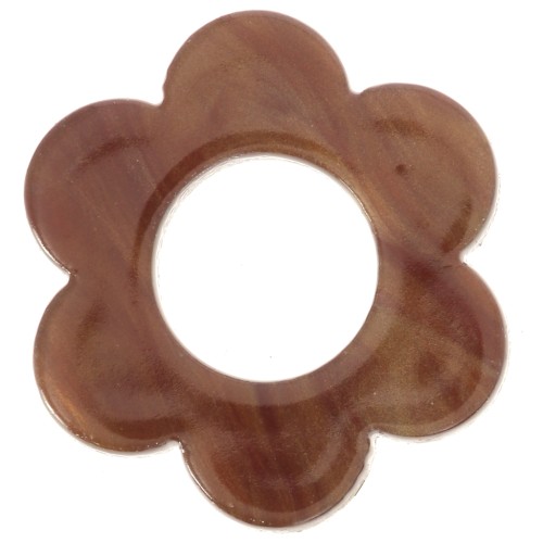 Pendentif fleur 18 mm en acétate - Marbré Marron foncé x1
