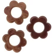 Pendentif fleur 18 mm en acétate - Marbré Marron foncé x1