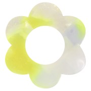 Pendentif fleur 18 mm en acétate - Ecaille de tortue - Blanc nacré - Jaune fluo x1