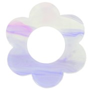 Pendentif fleur 18 mm en acétate - Marbré Mauve - Gris x1