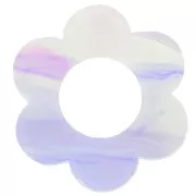 Pendentif fleur 18 mm en acétate - Marbré Mauve - Gris x1