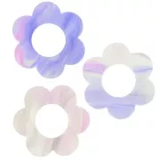 Pendentif fleur 18 mm en acétate - Marbré Mauve - Gris x1