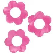 Pendentif fleur 18 mm en acétate - Marbré Framboise nacré x1