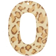 Pendentif ovale évidé en acrylique 47x34 mm - Guépard Beige - Marron clair x1