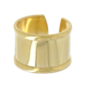 Bague réglable avec rebord courbé 15 mm - Taille 53 à 56 - Doré à l'or fin x1