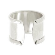 Bague en laiton avec rebord courbé 15 mm argenté x1