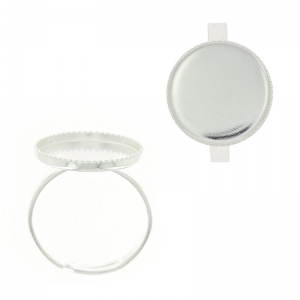 Bague en laiton serti pour cabochon fond plat 16 mm argenté x1