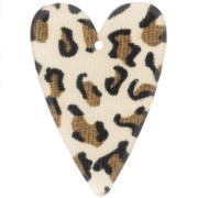 Pendentif coeur 34x24 mm en acétate - Guépard Marron - Noir x1|raw }}