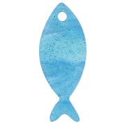 Pendentif poisson 25x10 mm en acétate - Pailleté Turquoise marbré x1