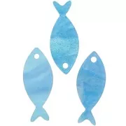Pendentif poisson 25x10 mm en acétate - Pailleté Turquoise marbré x1