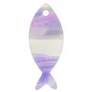Pendentif poisson 25x10 mm en acétate - Marbré Mauve - Gris x1