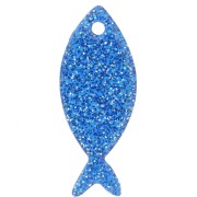 Pendentif poisson 25x10 mm en acrylique - Pailleté Bleu roi x1|raw }}