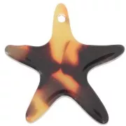Pendentif étoile de mer 20 mm en acétate - Ecaille de tortue - Marron - Noir x1