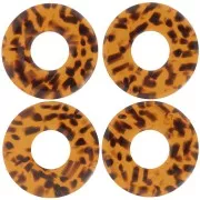 Pendentif donuts 20 mm en acétate - Terrazzo Marron - Noir x1