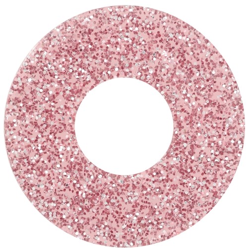 Pendentif donuts 20 mm en acrylique - Pailleté Vieux rose x1