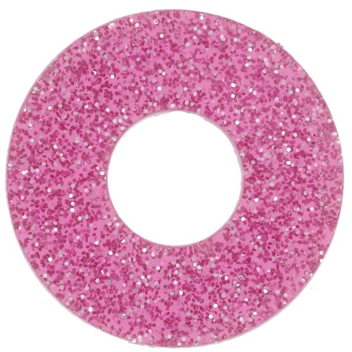 Pendentif donuts 20 mm en acrylique - Pailleté Rose x1
