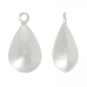 Breloque goutte 20 mm Placage argent fin satiné x1