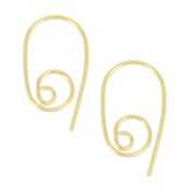 Crochets d'oreilles spirales 21 mm Doré à l'or fin x2