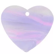 Pendentif coeur 21x18 mm en acétate - Marbré Mauve - Gris x1