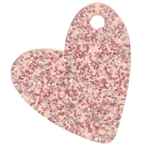 Sequin coeur 12 mm en acrylique - Pailleté Vieux rose x1