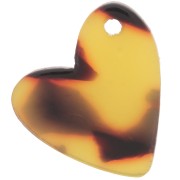Sequin coeur 12 mm en acétate - Ecaille de tortue - Marron - Noir x1