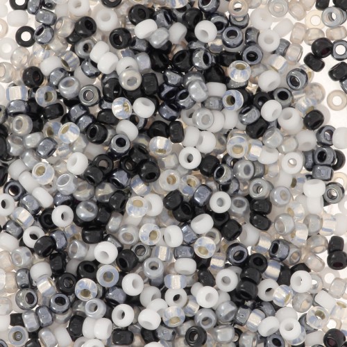 Mix de rocailles Miyuki 15/0 - Black and White 2 x8g