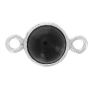 Intercalaire rond 4.6 mm avec cabochon imitation Black Onyx - Argent 925 x1