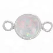 Intercalaire rond 4.6 mm avec cabochon imitation White Opal - Argent 925 x1