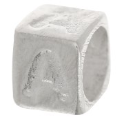 Perle lettre alphabet cube 5x4 mm avec gros trou - A - Argent 925 x1