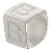 Perle lettre alphabet cube 5x4 mm avec gros trou - B - Argent 925 x1|raw }}
