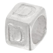 Perle lettre alphabet cube 5x4 mm avec gros trou - D - Argent 925 x1|raw }}