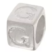 Perle lettre alphabet cube 5x4 mm avec gros trou - G - Argent 925 x1