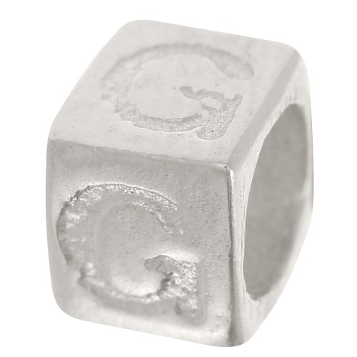 Perle lettre alphabet cube 5x4 mm avec gros trou - G - Argent 925 x1