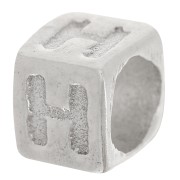 Perle lettre alphabet cube 5x4 mm avec gros trou - H - Argent 925 x1|raw }}