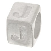 Perle lettre alphabet cube 5x4 mm avec gros trou - J - Argent 925 x1|raw }}