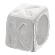 Perle lettre alphabet cube 5x4 mm avec gros trou - K - Argent 925 x1|raw }}